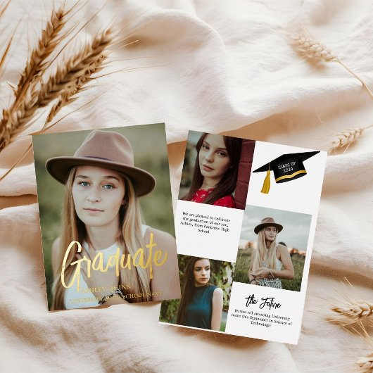 シックエレガントタイポグラフィ卒業パーティー 箔招待状