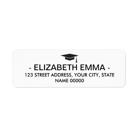 シックエレガントタイポグラフィ卒業差出人住所 ラベル (正面)