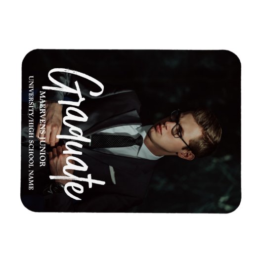 シックエレガントタイポグラフィ卒業式パーティーアナウンス マグネット (横)