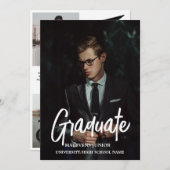 シックエレガントタイポグラフィ卒業式パーティーアナウンス 案内状 (正面/裏面)