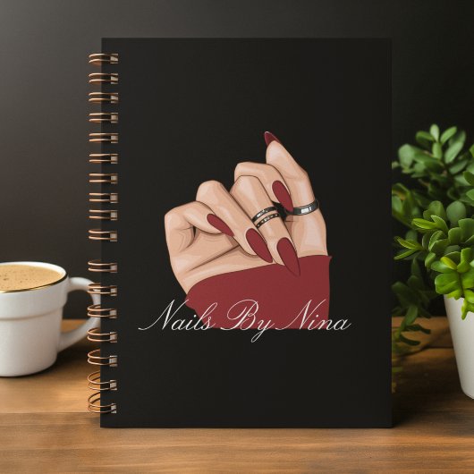 シックエレガントタイポグラフィ爪、 ネイル美しいサロンブラック プランナー手帳