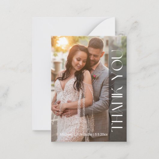 シックエレガントタイポグラフィ結婚の感謝してい2枚の写真 ノートカード (正面)