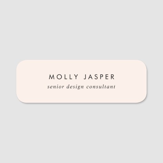 シックエレガントタイポグラフィ赤面ピンクフェミニン 名札 (正面)