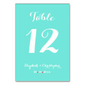 シックエレガントターコイズホワイト結婚ズブライダルシャワー テーブルナンバー (裏面)