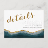 シックエレガントターコイズ金ゴールドアゲ結婚ート詳細 エンクロージャーカード (正面)