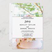 シックエレガントタートホワイトローズフローラ結婚ズInvt 招待状 (正面/裏面)