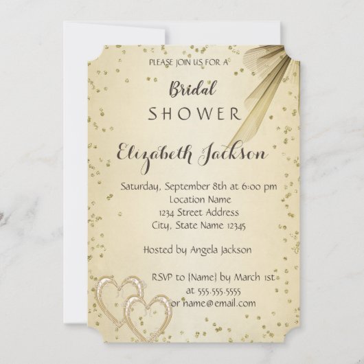 シックエレガントダイヤモンドブライダルシャワー 招待状 (正面)