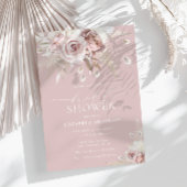 シックエレガントダスティバラフローラブライダルシャワー 招待状