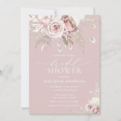 シックエレガントダスティバラフローラブライダルシャワー 招待状 (正面)