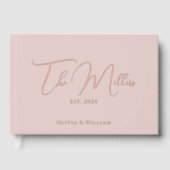 シックエレガントダスティピンク&バラ金ゴールド結婚ズフォイル ゲストブック (正面)