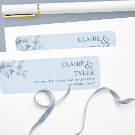 シックエレガントダスティブルー結婚ズ ラベル