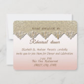 シックエレガントダマスクウェディリハーサルディナー 招待状 (正面)