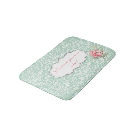 シックエレガントダマスク,バラ,メッセーやる気を起こさせるジ バスマット (アングル)