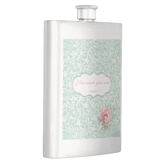 シックエレガントダマスク,バラ,メッセーやる気を起こさせるジ フラスク (右)