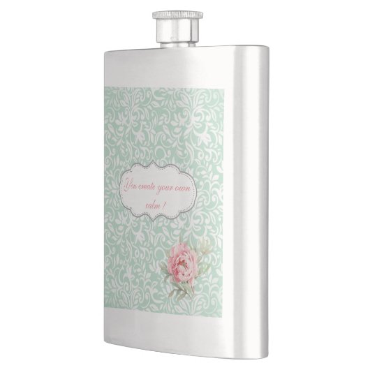 シックエレガントダマスク,バラ,メッセーやる気を起こさせるジ フラスク (左)