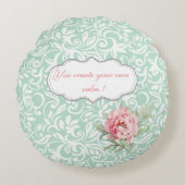 シックエレガントダマスク，バラ，メッセーやる気を起こさせるジ ラウンドクッション (正面)