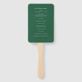 シックエレガントダークグリーンの式結婚プログラム ハンドファン (裏面)