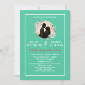 シックエレガントダークグリーン金ゴールドカスタムウェディング 招待状 (正面)