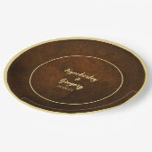 シックエレガントダークブラウン金ゴールドアクセント ペーパープレート (アングル)