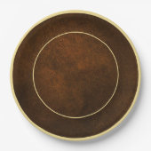 シックエレガントダークブラウン金ゴールドアクセント ペーパープレート (正面)