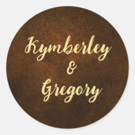 シックエレガントダークブラウン金ゴールドアクセント ラウンドシール