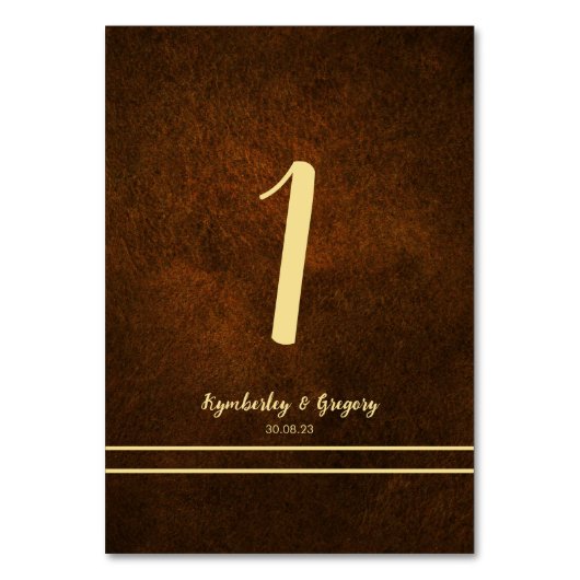 シックエレガントダークブラウン金ゴールド テーブルナンバー (正面)