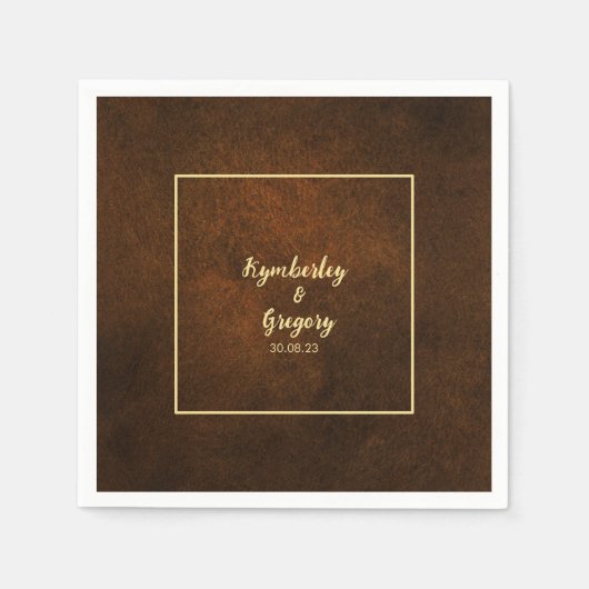 シックエレガントダークブラウン スタンダードカクテルナプキン (正面)