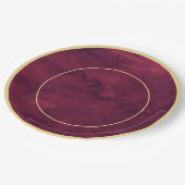 シックエレガントダークブルゴーニュ水彩金ゴールドアクセント ペーパープレート (アングル)