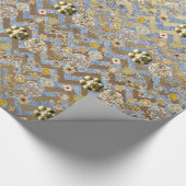 シックエレガントチニーシェブロンゴールデンベルベット ラッピングペーパー (角)