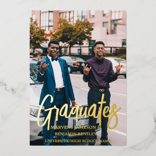 シックエレガントツインダブル卒業パーティー 箔招待状 (正面)