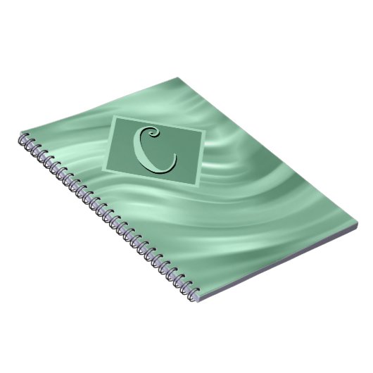 シックエレガントティール（緑がかった色）スワールモノグラムモダン ノートブック (右側)