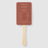 シックエレガントテラコッタ結婚の式プログラム ハンドファン (正面)