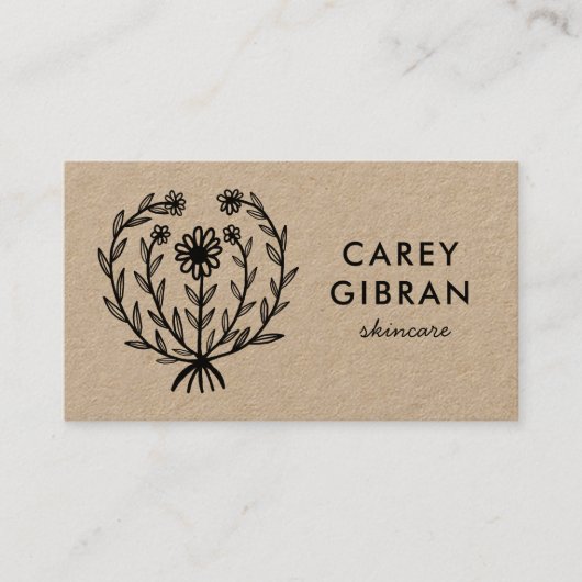 シックエレガントデイジーラインスケッチカスタムロゴクラフト 名刺 (正面)