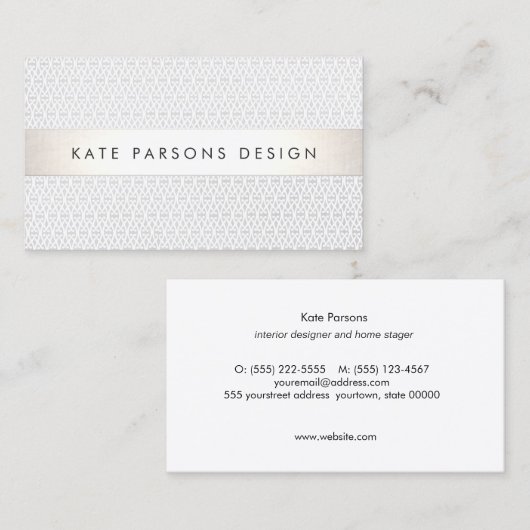 シックエレガントデザイナーシルバーパタストライプのーン 名刺 (正面/裏面)
