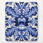 シックエレガントデルフトウェアブルーフラワー マウスパッド (正面)
