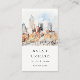 シックエレガントデンバーコロラドスカイラインウォーターカラー 名刺