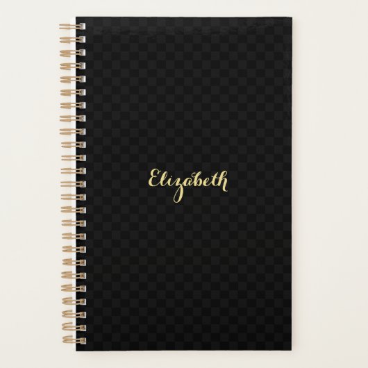 シックエレガントトレンディーブラック金ゴールドウィークリー&毎月 プランナー手帳 (正面)