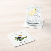 シックエレガントトロピカルレインフォレストトゥカ結婚ン スクエアペーパーコースター (インサイチュ)