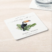 シックエレガントトロピカルレインフォレストトゥカ結婚ン スクエアペーパーコースター (アングル)