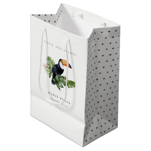 シックエレガントトロピカルレインフォレストトゥカ結婚ン ミディアムペーパーバッグ (正面アングル)