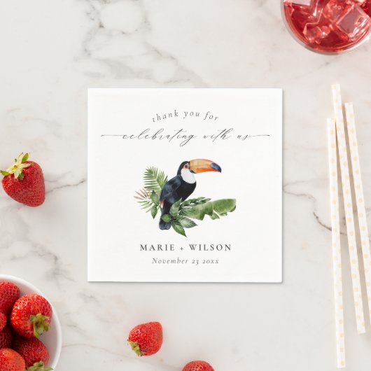 シックエレガントトロピカルレインフォレストトゥカ結婚ーズ スタンダードカクテルナプキン (インサイチュ)