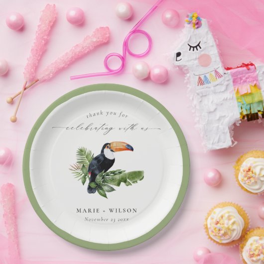 シックエレガントトロピカルレインフォレストトゥカ結婚ーズ ペーパープレート (パーティー)