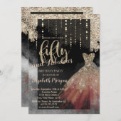 シックエレガントドレス50thバースデーパーティー 招待状 (正面/裏面)