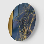 シックエレガントナモダンビーブルー金ゴールド大理石パターン ラージ壁時計 (傾斜)