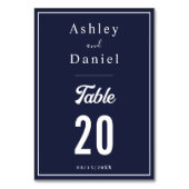 シックエレガントネイビーブルーフォーマルホワイト結婚ズ テーブルナンバー (正面)