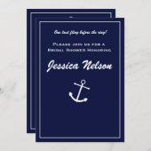 シックエレガントネイビーブルーホワイト航海の招待状 招待状 (正面/裏面)