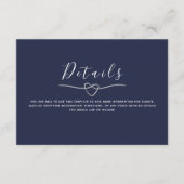 シックエレガントネイビーブルー結婚ズ詳細 エンクロージャーカード (正面)