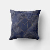 シックエレガントネイビーブルー金ゴールドウォーターカラーモノグラム クッション (裏面)