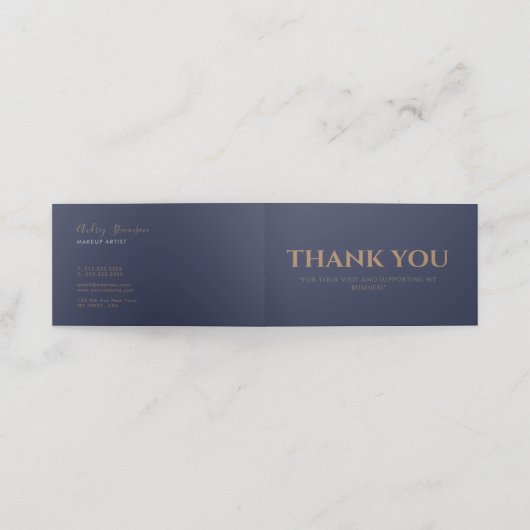 シックエレガントネイビーブルー金ゴールドシグネチャーありがとう ロイヤリティカード (外部開封)