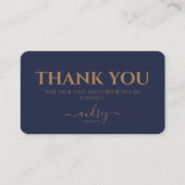 シックエレガントネイビーブルー金ゴールドスクリプト ロイヤリティカード (正面)